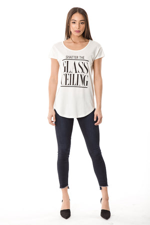 Shatter the Glass Ceiling Feminist Graphic Tee - White