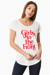 Girls to the Front Feminist Graphic Tee - White