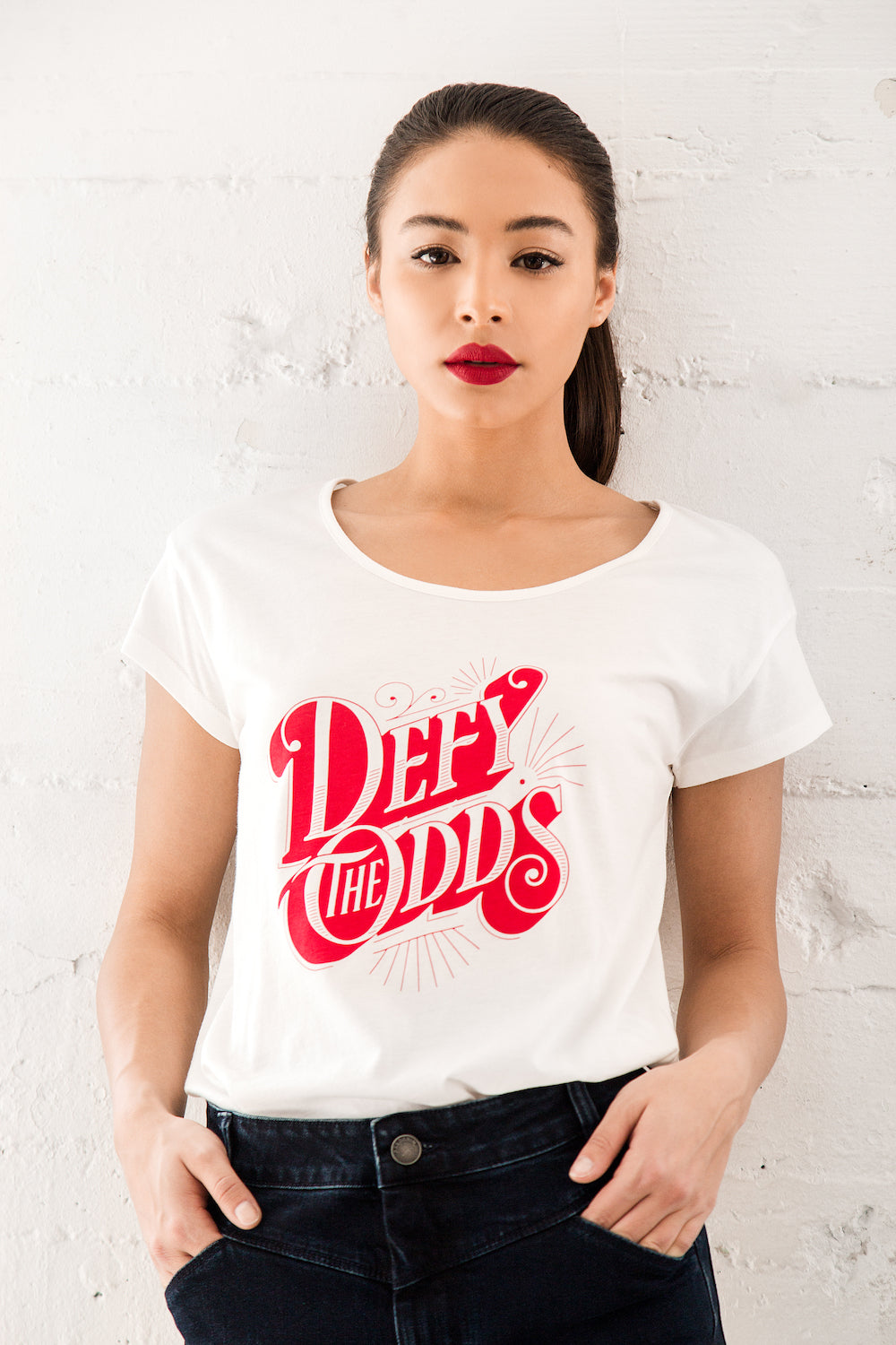 Defy the Odds Feminist Graphic Tee - White