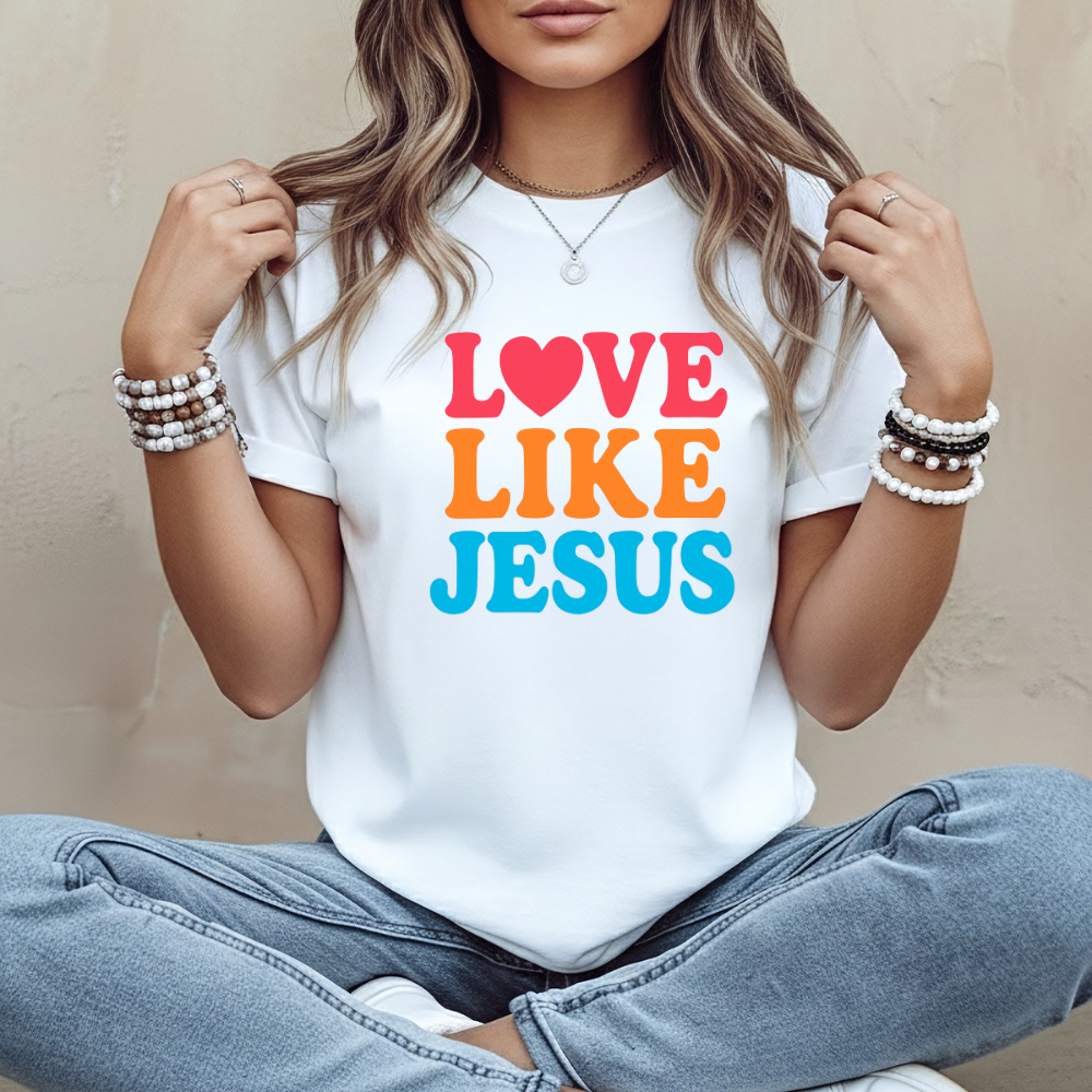 Love Like Jesus Retro Colorful Christian Tee