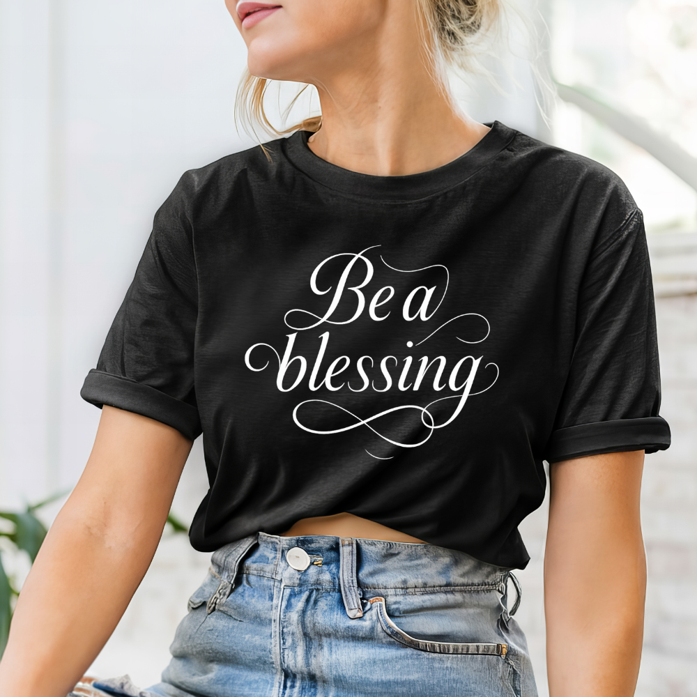 Be a Blessing Christian Graphic Tee - Black and White