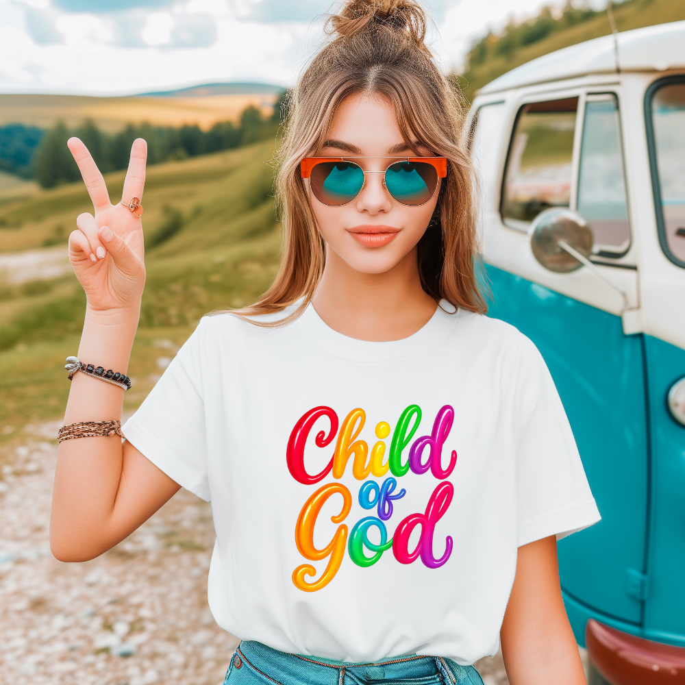 Child of God Rainbow Balloon Graphic Tee