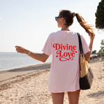 Divine Love Graphic Tee - Pink and Red Back Print