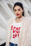 Fearless Girl Feminist Graphic Tee - White
