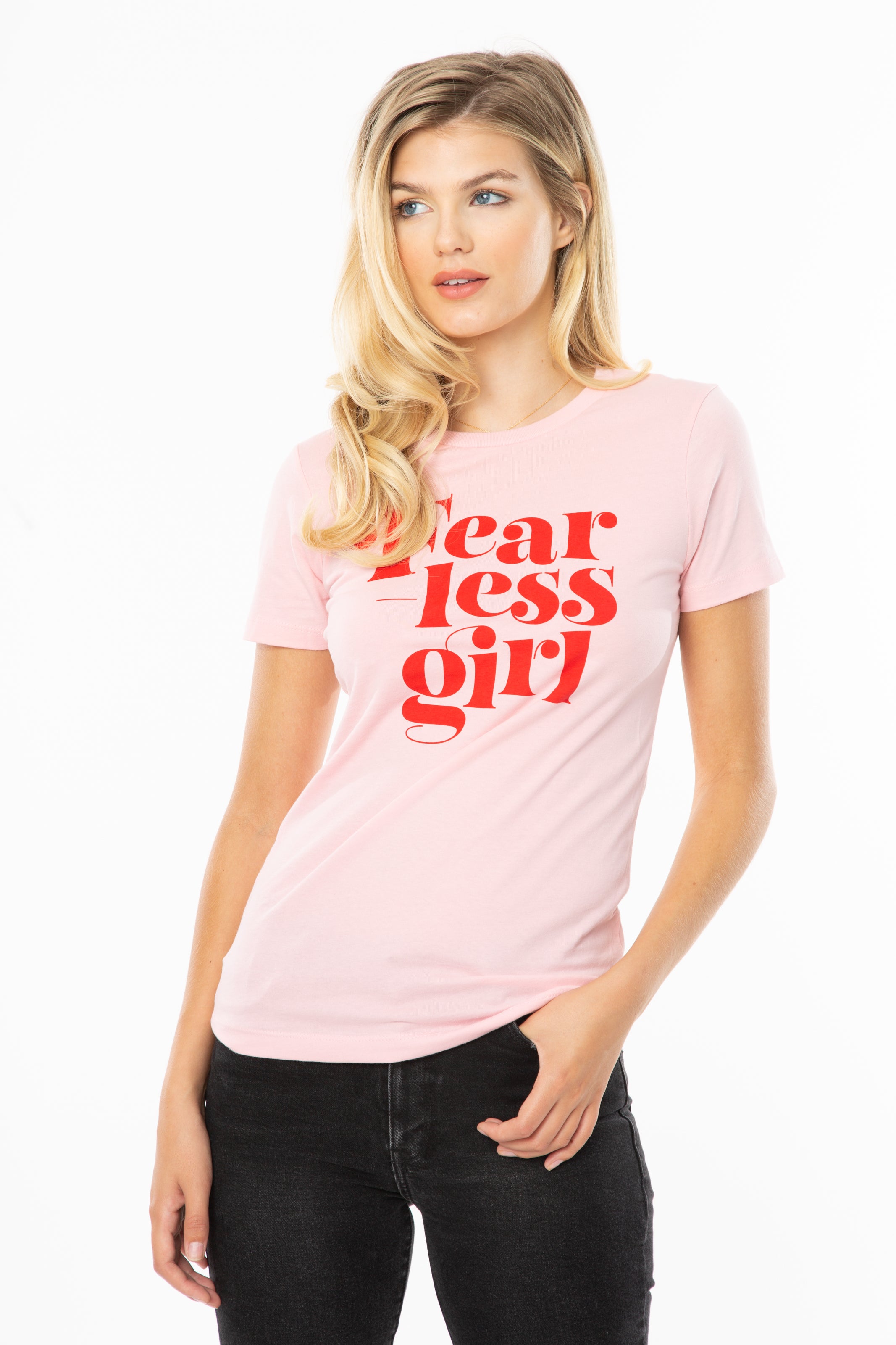 Fearless Girl Feminist Graphic Tee - Pink