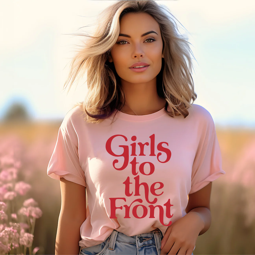 Girls to the Front Women's Graphic Tee - Pink and Red