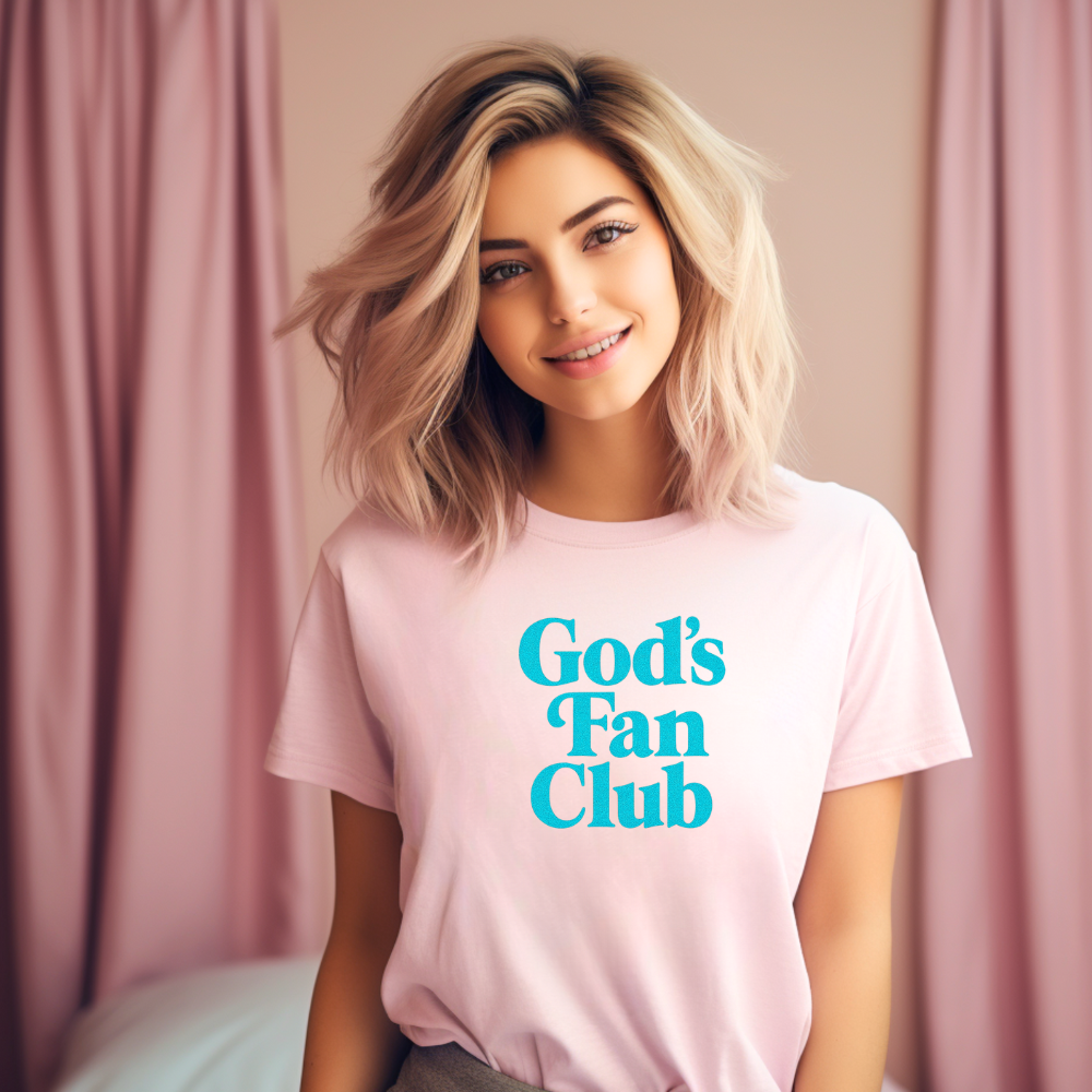 God's Fan Club Shirt - Pink and Turquoise