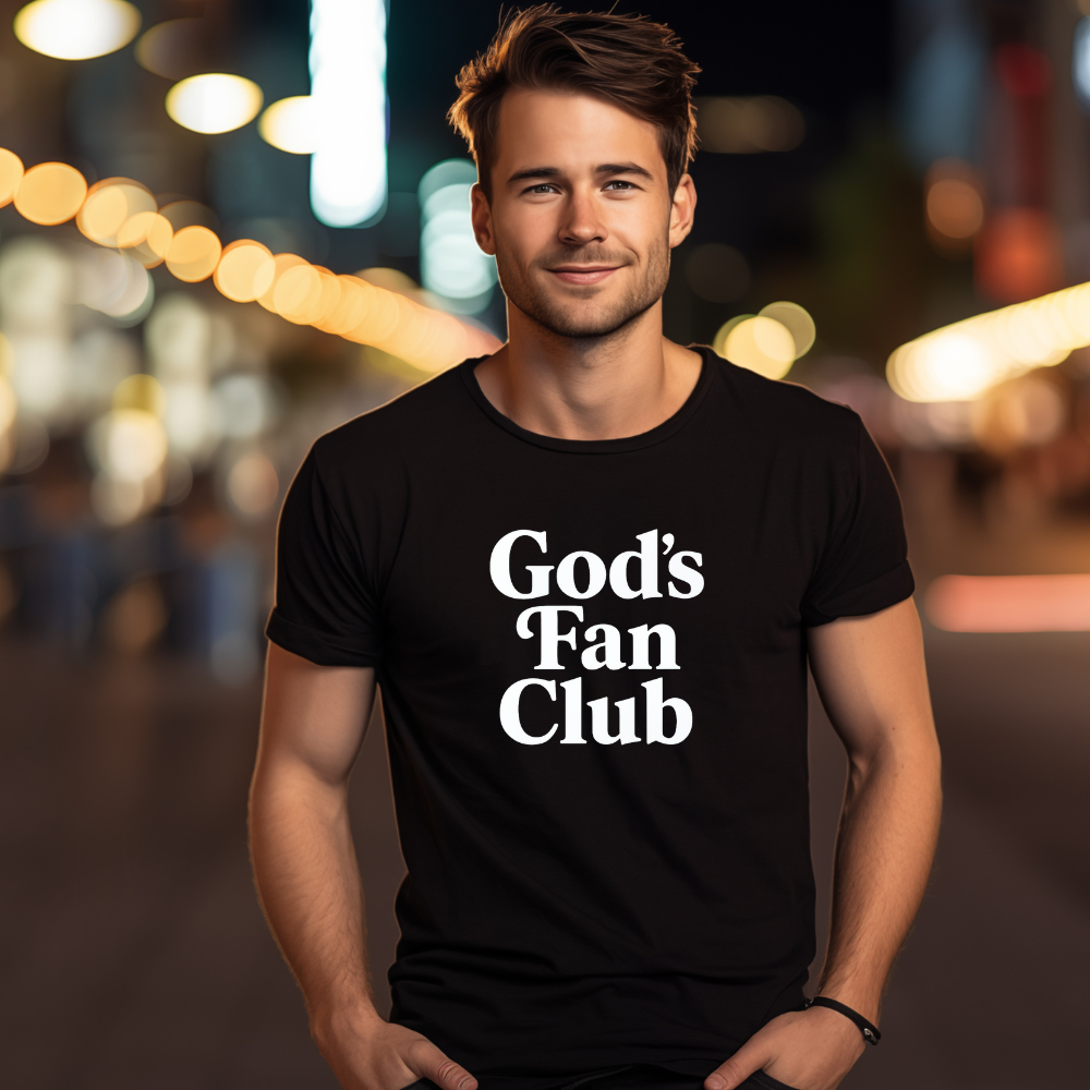 God's Fan Club Shirt - White on Black