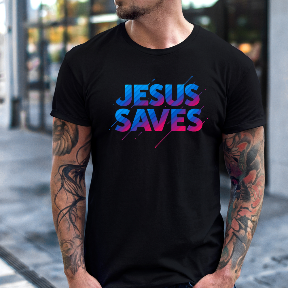 Jesus Saves - Bold in Black Unisex Christian Graphic Tee