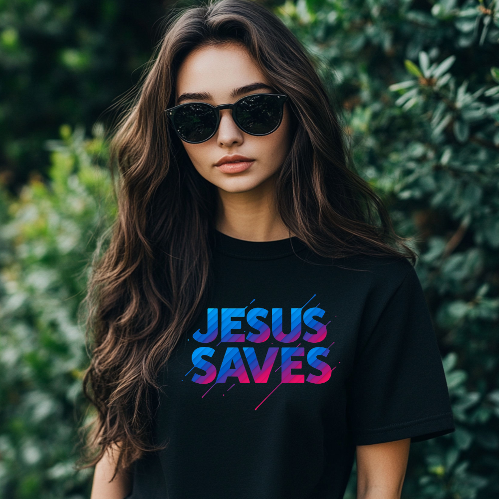 Jesus Saves - Bold in Black Unisex Christian Graphic Tee