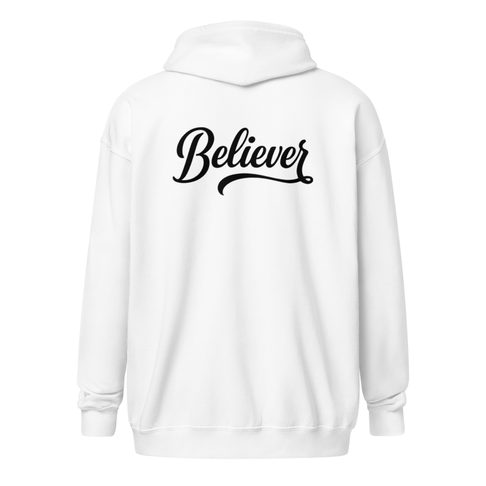 Believer Zip Hoodie - White