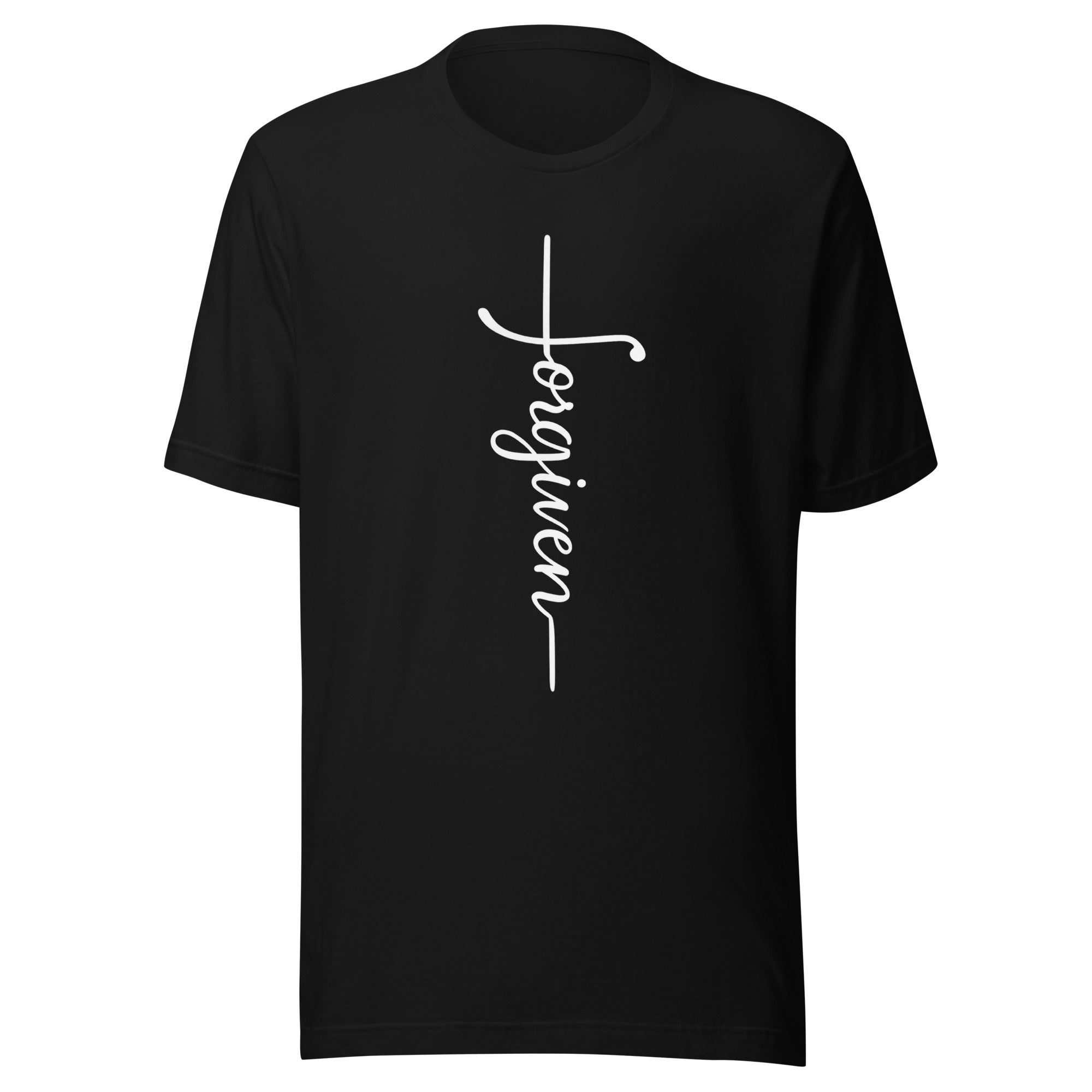 Forgiven Cross Tee - Unisex Christian Shirt in Black and White