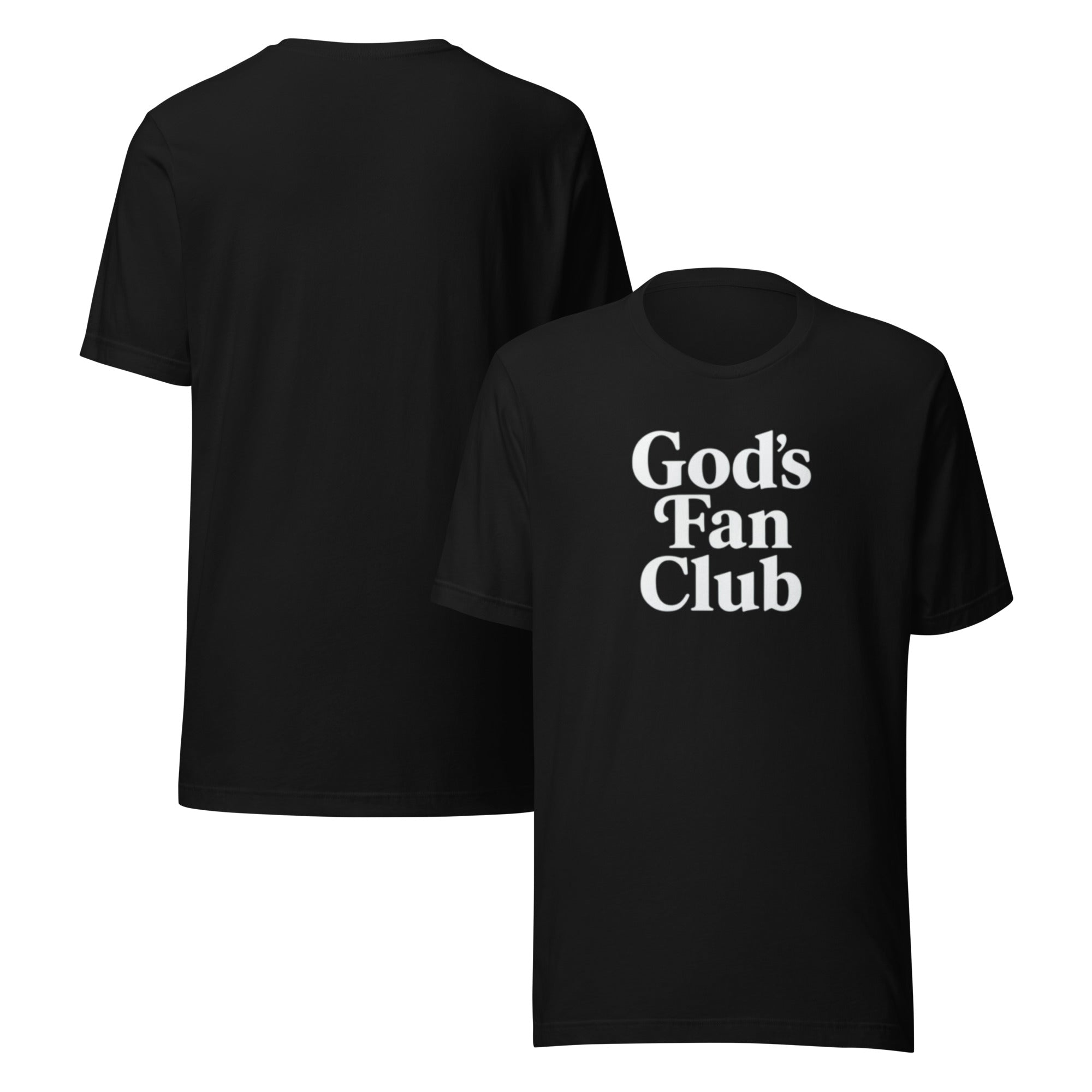 God's Fan Club Shirt - White on Black