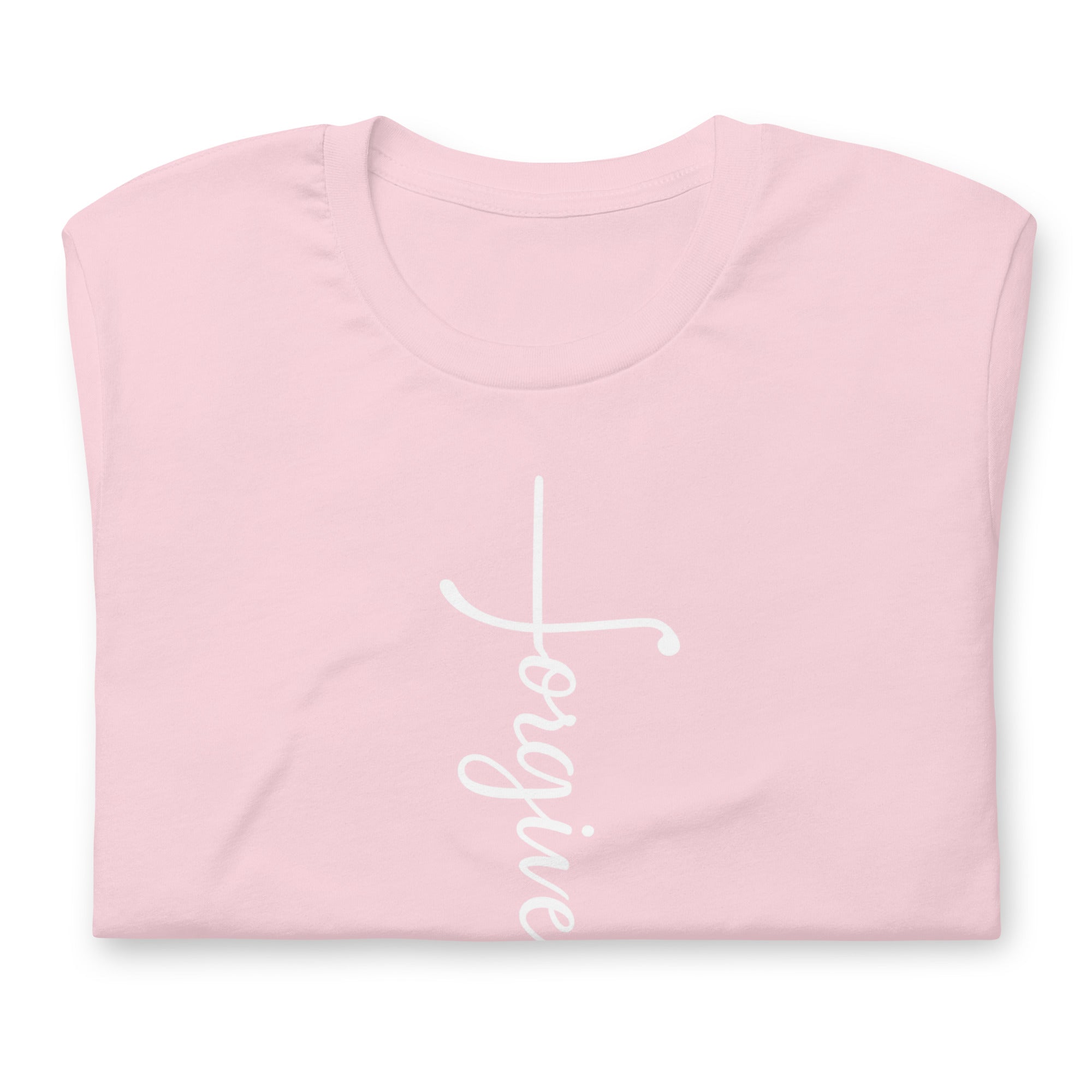 Forgiven Cross Tee - Christian Shirt in Pink and White
