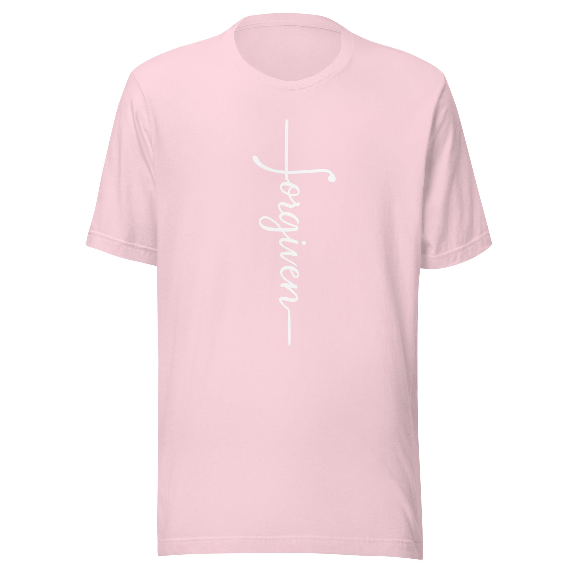 Forgiven Cross Tee - Christian Shirt in Pink and White