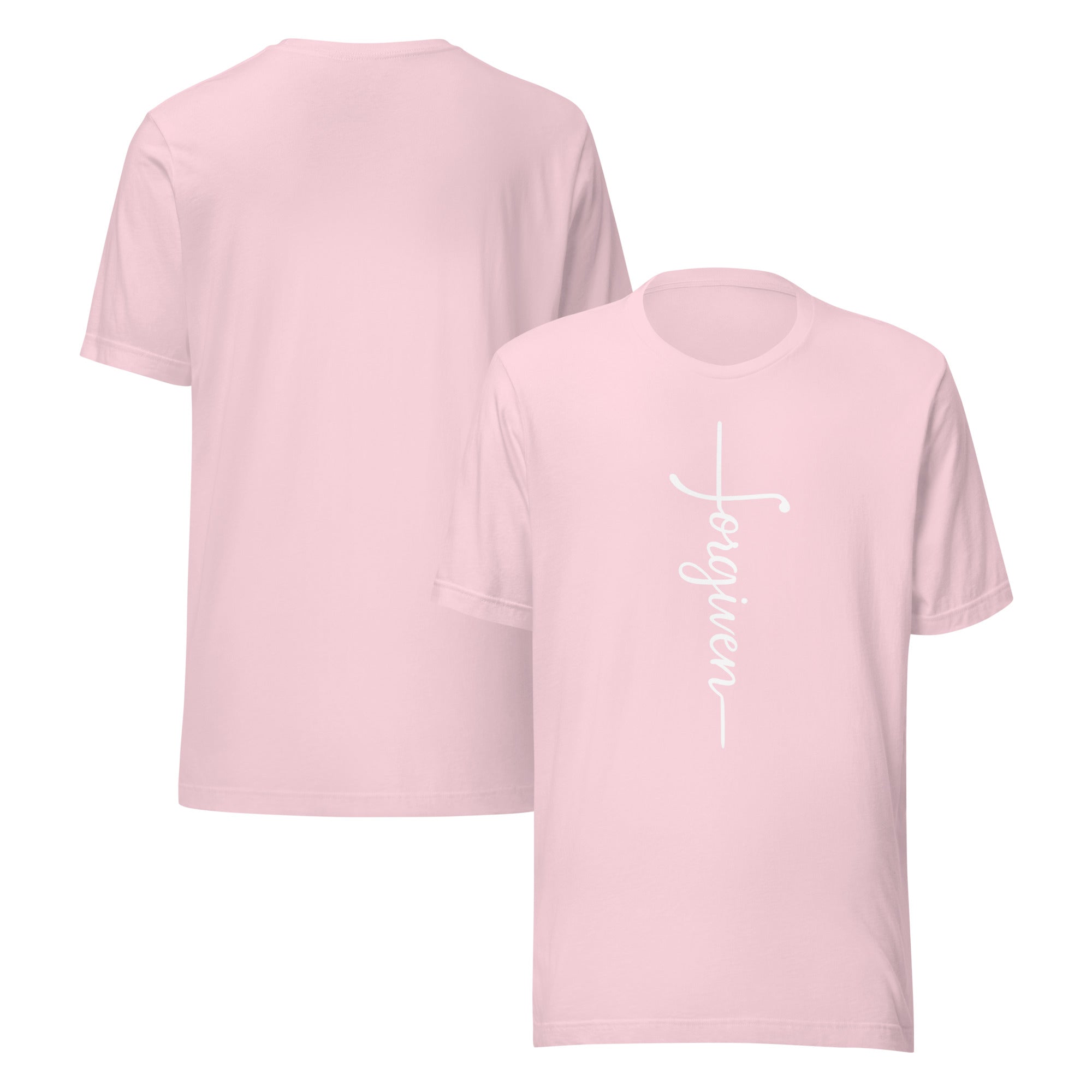 Forgiven Cross Tee - Christian Shirt in Pink and White