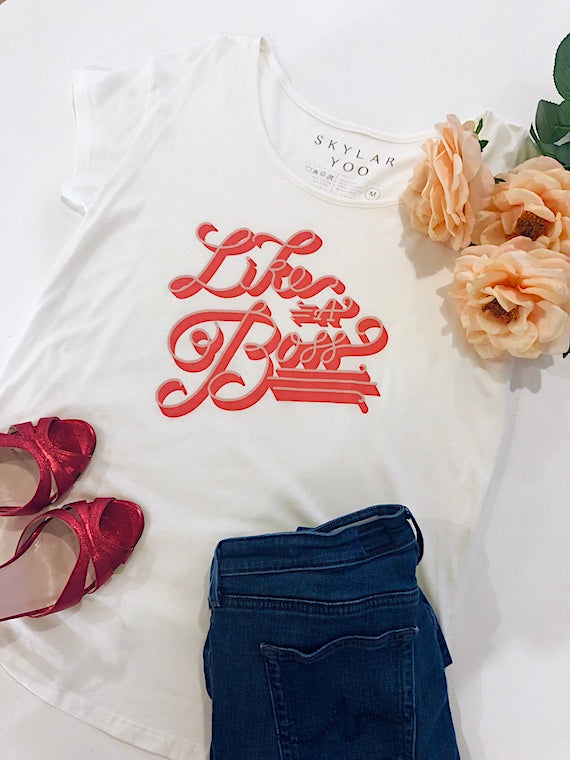 Like a Boss Feminist Graphic Tee - White