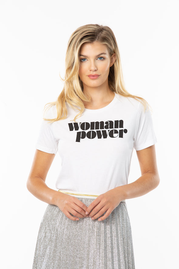 Woman Power Feminist Graphic Tee - White