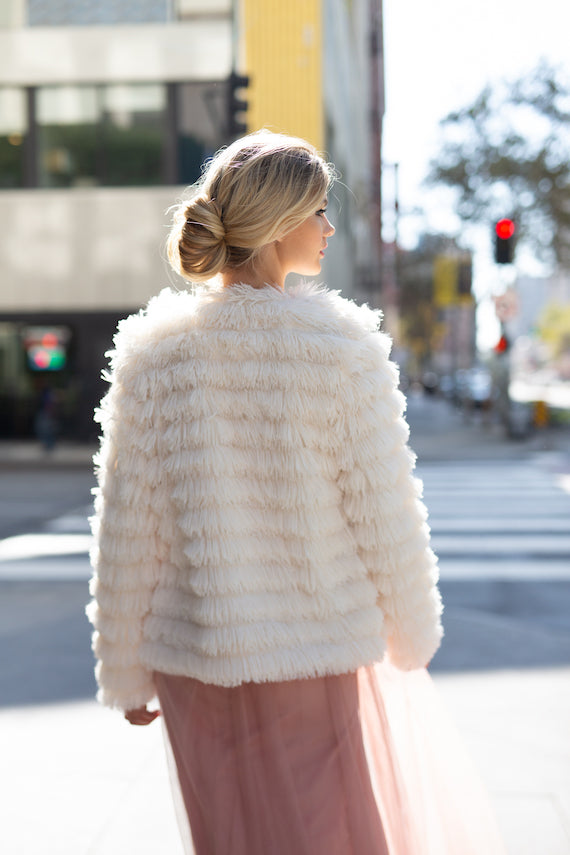 White Furry Fringe Jacket