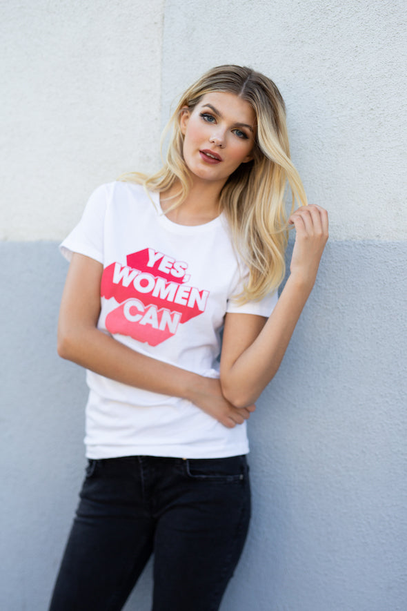 Yes, Women Can Feminist Graphic Tee - White