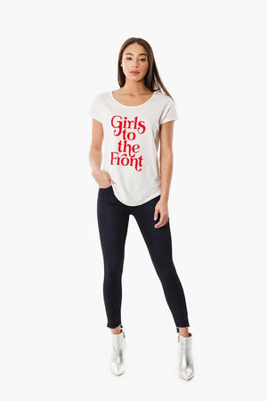 Girls to the Front Feminist Graphic Tee - White