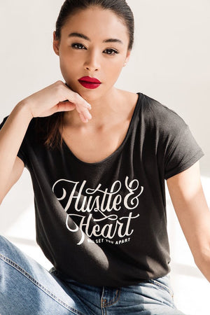 Hustle and Heart Will Set You Apart Graphic Tee - Black