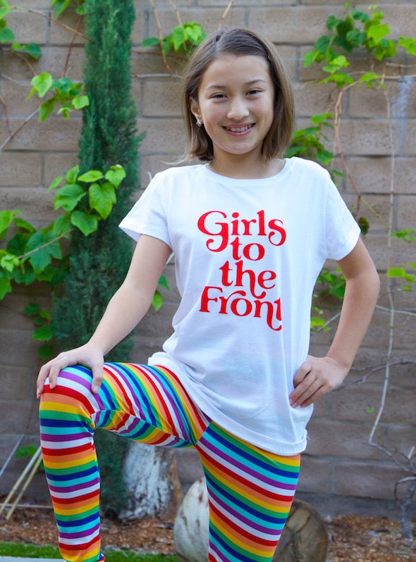Girls to the Front Youth Graphic Tee - White