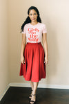 Red Midi Classic Skirt