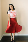 Red Midi Classic Skirt