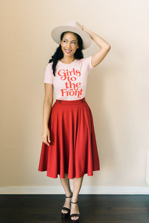 Red Midi Classic Skirt