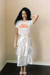 Silver Sequins Tiered Skirt